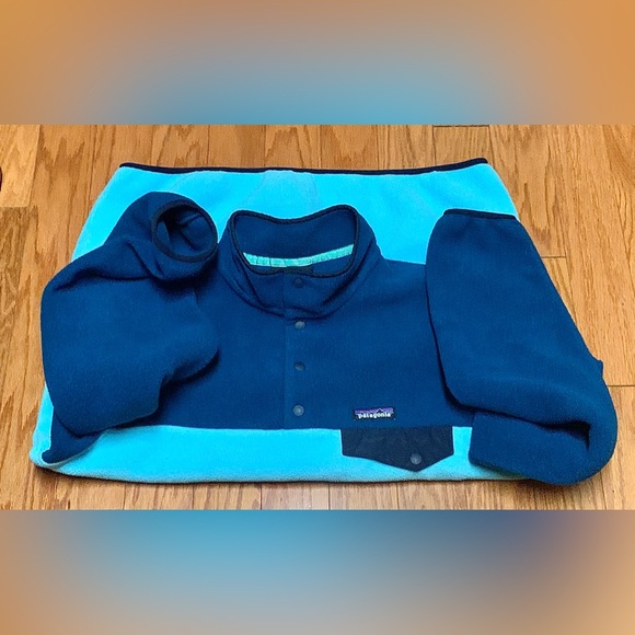 Men’s XL Two Tone Recycled Polyester PATAGONIA Snap Button Fleece Synchilla - Picture 13 of 16